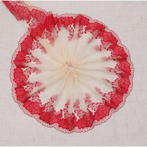 14Yards Red Purple Venice Lace Fabric Tulle Exquisite Embroidered Wedding Lace Trim Accessories DIY Mesh Ribbon