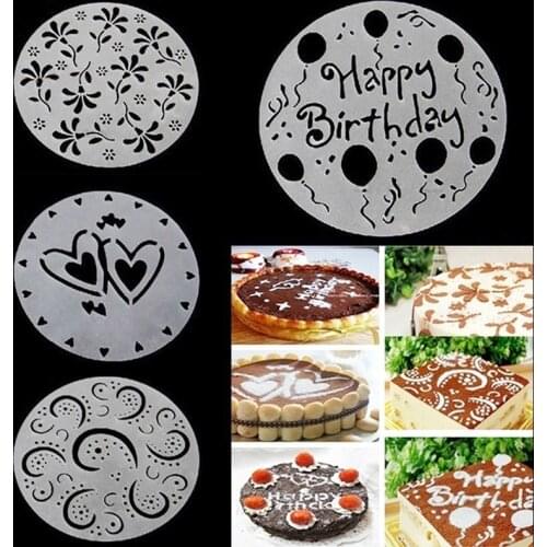 4Pcs Eco Friendly Flower Heart Print Birthday Cake Mold Decorating Bakery DIY