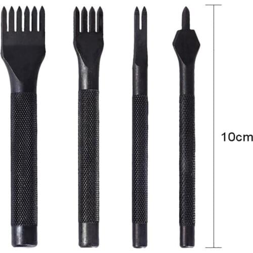 4PCS Leather Craft Tools Metal Steel Diamond Lacing Stitching Chisel DIY Leather Hole Punch Leather Craft Tool Kits 1/2/4/6Prong