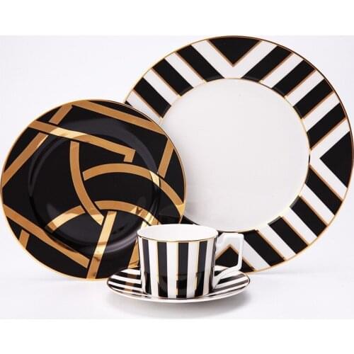 4Pcs Steak Plates TeaCup Saucer Set Dinner Plates Coffee Mug Saucer Dinnerware Set Plates Set Tableware Set Kitchen Dishes Cup