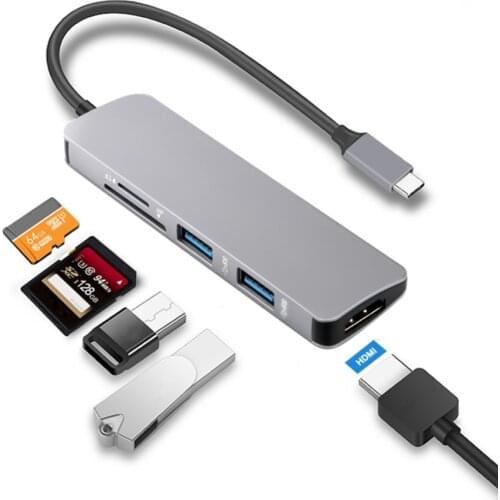 5 in1 USB C HUB USB-C to HDMI Micro SD/TF Card Reader Adapter for MacBook Samsung Galaxy S9/S8 Huawei P20 Pro Type C USB 3.0 HUB