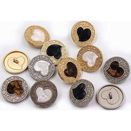 6pcs/Lot Metal & Bead Button Clothes Sweater Coat Decoration Suit Flat Good Quality Love Button Accessories DIY Clothing X-026