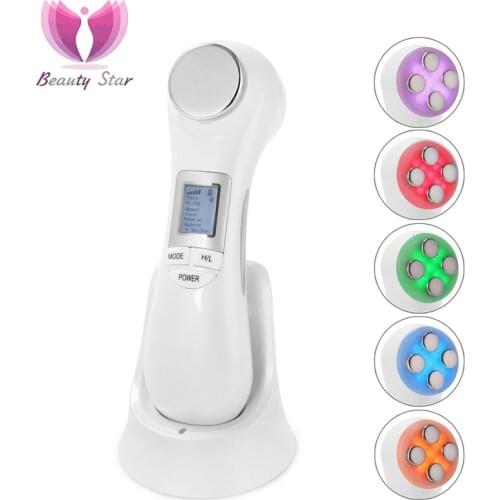 6 in1 Facial Mesoporation Electroporation LED Photon RF Radio Frequency Facial Skin Rejuvenation Wrinkle Removal Face Massager