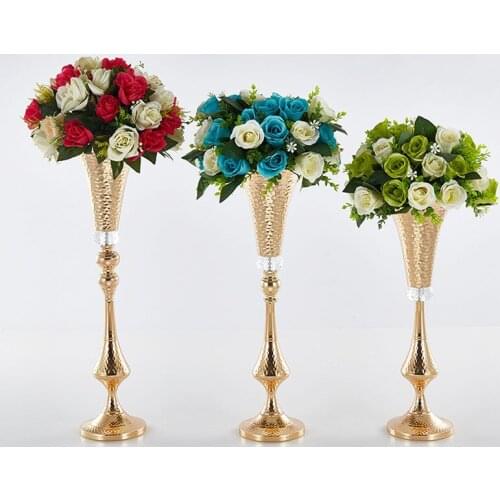 8 pcs/Lot Flower Vases Floor Metal Vase Plant Dried Floral Holder Flower Pots Road Lead Home Wedding Corridor Decoration ZLY011