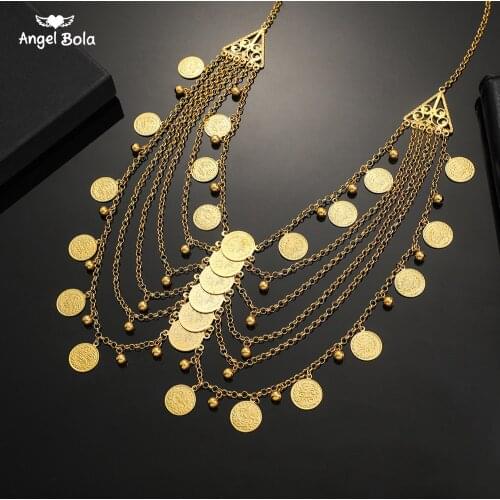 Arab Coin Necklaces for Women Fashion Muslim Islamic Coins Jewelry Allah Gift of The Middle East Wedding/Holiday Gifts