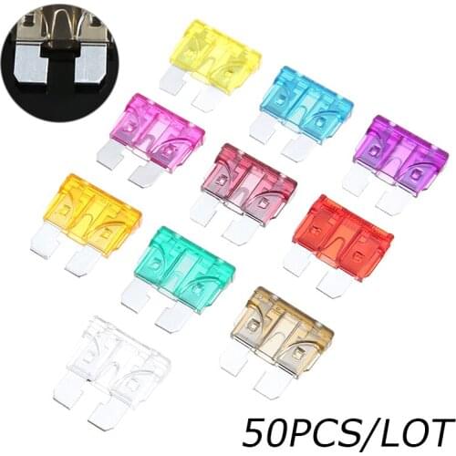 50pcs Fuse Standard Medium Blade Car Fuse Auto Fuses Car Kit 3A 5A 7.5A 10A 15A 20A 25A 30A 35A 40A for Auto Fuse Car Accessory