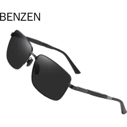 BENZEN Polarized Men Sunglasses Square Metal Frame Male Sun Glasses For Driving Fishing Eyewear 9530