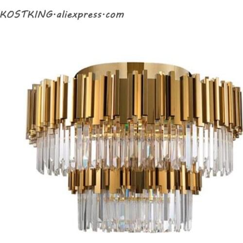 Large luxury ceiling chandelier lighting living room dining Crystal Chandeliers modern round crystal bedroom lamp