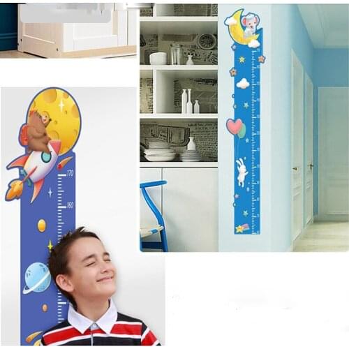 Childrens Height Chart Cartoon Wall Stickers Kids Room Decoration Stickers Kindergarten Child Height Measure Ruler Meter