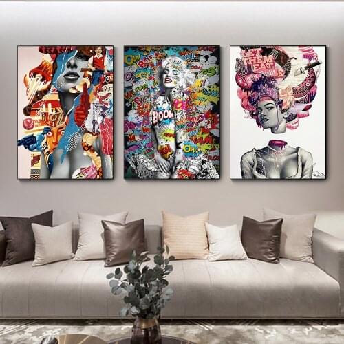 Graffiti Sexy Girl Modern Colourful Wall Painting Art on Prints Fashion Canvas Wall Picture For Living Room Cuadros Decoration