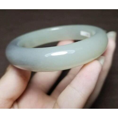 J10#Qinghai material and Tian Yubing bottom purple white jade bracelet