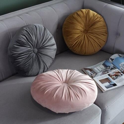 European-style Round Fold Wheel Cushion Pumpkin Pillow Velvet Pleated Round Solid Color Living Room Sofa Office Backrest