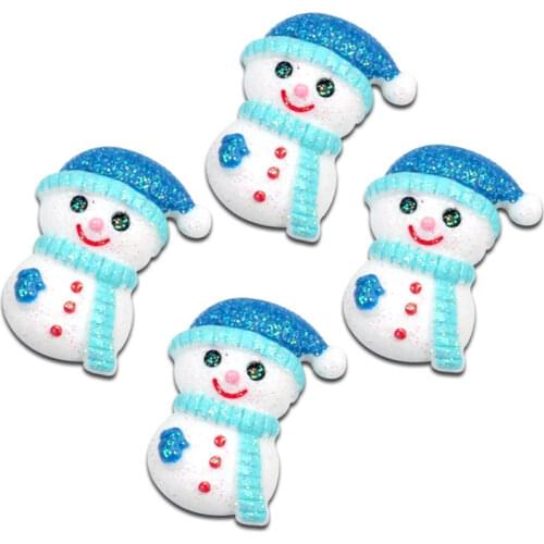 LF 10Pcs Christmas Snowman Resin Decoration Craft Flatback Cabochon Embellishments For Scrapbooking Kawaii Cute Diy Accessories