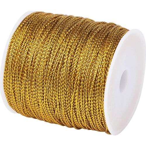 100m/roll 1mm Jewelry Braided Thread Metallic Cords Goldenrod for Jewelry making