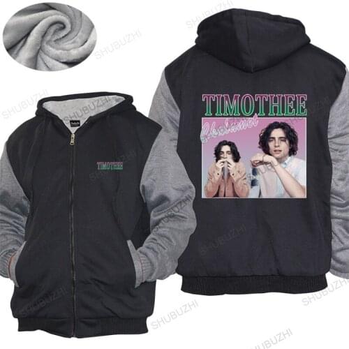 Cotton warm coat Men winter zipper Tops Timothee Chalamet hoodies Vintage 90s Aesthetic TV Cotton Brand thick hoody