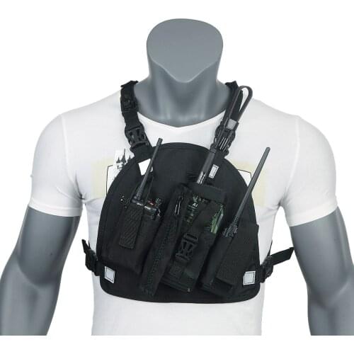ABBREE Chest Harness Front Pack Pouch Holster Vest Rig for Two Way Radio Walkie Talkie Baofeng UV-5R UV-82 (Rescue Essentials)