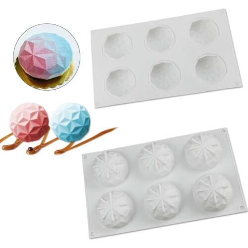 New 3D Diamend Dessert Mold Silicone Cake Mousse Mold Food Grade Silicone Forms for Baking 6 Cavity Cake Mold