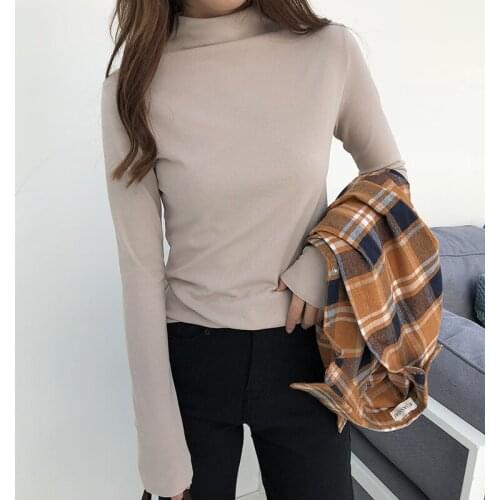 2019 new womens high-necked bottoming shirt womens sense of fashion and self-cultivation inside tight-fitting autumn shirt