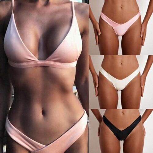 New Style Women Swim Briefs Sexy Women Summer Bikini Thong Bottom Brazilian Briefs Cheeky Swimwear Swimsuit Solid Fashion 2019