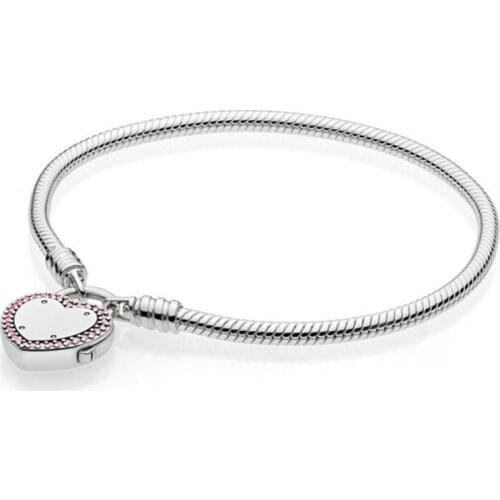 GChic Pink Heart Padlock Clip Charm Fit Bracelets Original Bracelet Jewelry Berloque Valentines Day Sieraden Pulseras