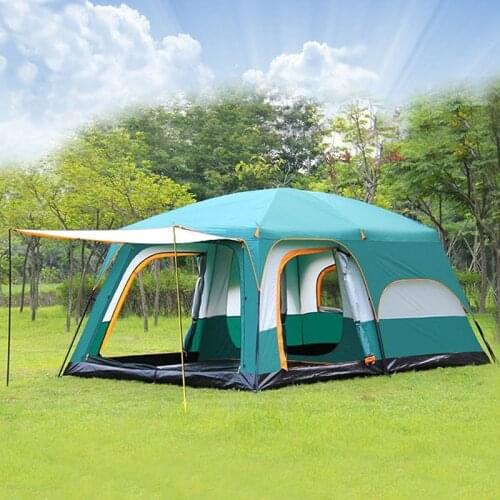 Ultralarge One Hall Two Bedroom Double Layer 6-12 Person Use Outdoor Party Family Camping Tent Large Gazebo