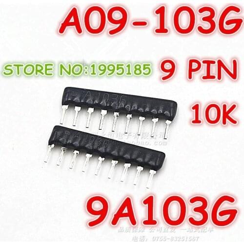 20Pcs/Lot A09-103G 9A103G 9A 10K OHM +-2% 9P 9Pin Resistor Network Array 2.54MM Pin SIP-9