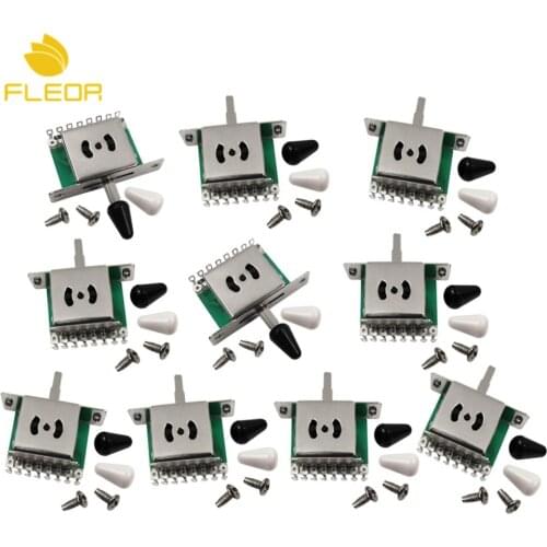 FLEOR 10pcs 5 Way Switch Guitar Pickup Selector Switch with Black/White Tips for Guitar Accessories