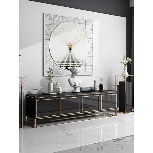 Light luxury TV cabinet Nordic wind living room coffee table combination black Hong Kong-style American minimalist furniture