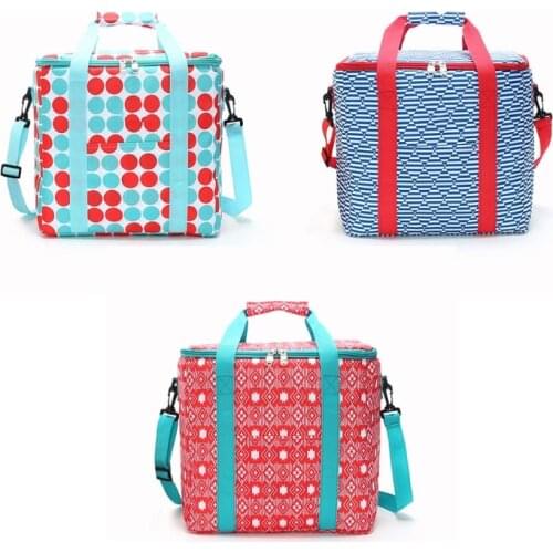 20L Oxford Cloth Waterproof Cooler Bag with Shoulder Strap Insulated Leakproof Lunch Tote Box Picnic Organizer for Outdoor