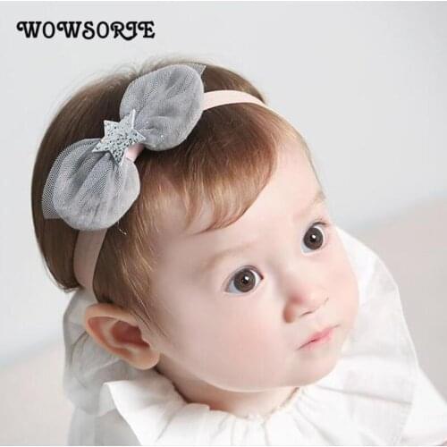 Wowsorie Hair Accessories Children Headbands Pentagram Gauze Baby Girls Hair Band Baby Hair Barrette Clips Photography Props