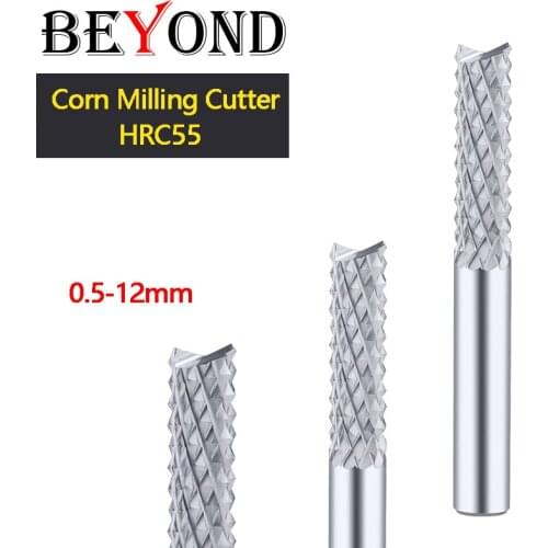 BEYOND Corn Teeth Milling Cutting Engraving Solid Carbide Tungsten Steel Fish Tail Gong Cutter PCB CNC 0.5-12mm
