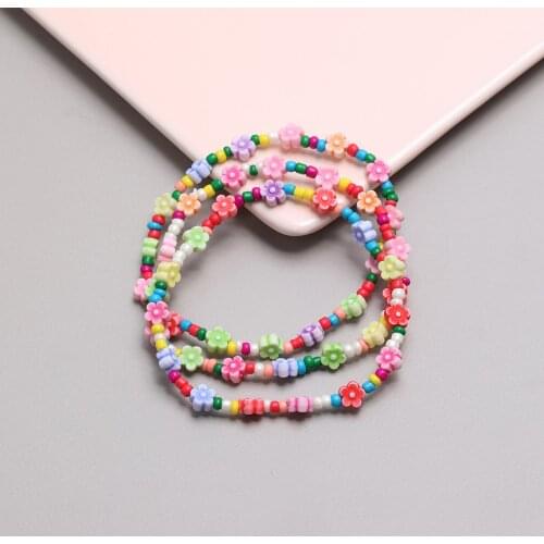 Bohemian Bracelet Girl Beaded Flower Jewelry Flower Bead Bracelet Child Jewelry Accessories
