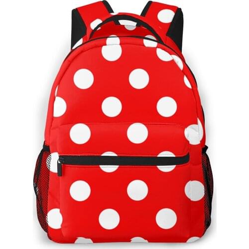 Women Backpack Kids School Bag for Teenage Girls Red White Polka Dot Female Laptop Notebook Bagpack Travel Back Pack 2020