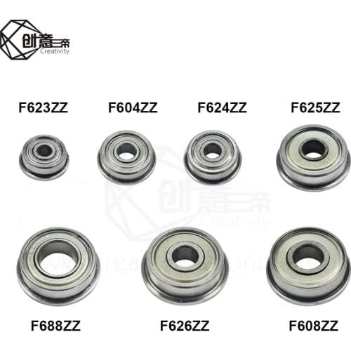 10pcs 3D Printers Parts Flange Ball Bearings F604ZZ F623ZZ F624ZZ F625ZZ F626ZZ F608ZZ F688ZZ Deep Groove Pulley Wheel Aluminium
