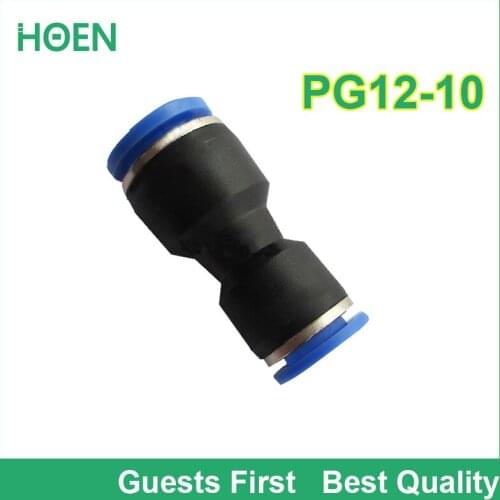 100 pcs/lot PG Unequal Straight Union PG12-10 12mm to 10mm Air Tube Fitting One touch push In pneumatic fitting connectors