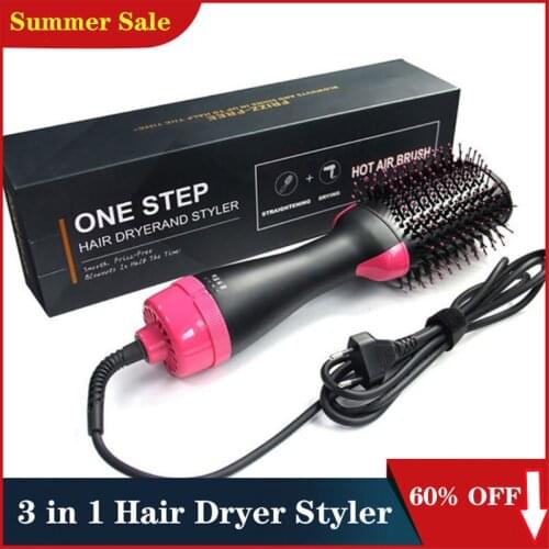 3 in 1 One-Step Hair Dryer & Straightener & Curler Comb Electric Hot Air Iron Blow Dryer Anti-Static Hot Air Brush Volumizer