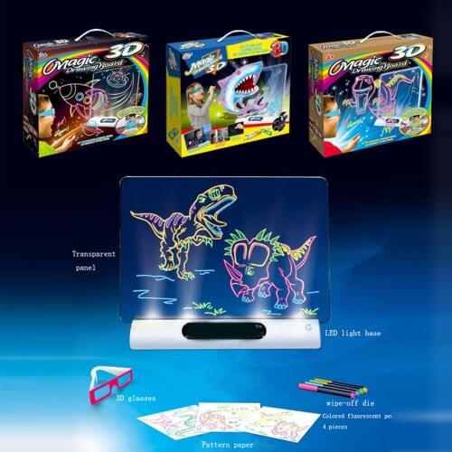 3D Drawing board Luminous Drawing Board Toys for Children Magic Drawing Board Luminous Color Painting Writing Graffiti Board Toy