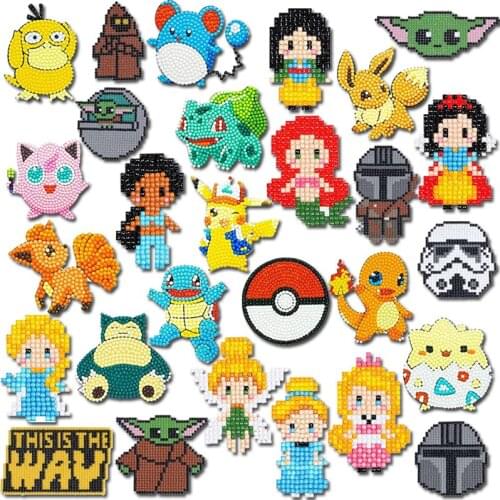 5D DIY Diamond Painting Kits 9pcs Catoon Themed Stick Full Drill Diamonds Paintings by Number Shine Sparkle Mosaic Stickers