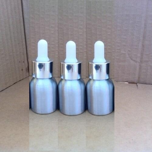 60pcs 20ml aluminum silver bottle With (silver ring +white rubber) dropper lid,aluminium dropper bottle 20ml for essential oil