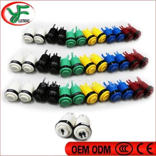 Free shipping Arcade Push Button Durable Multicade MAME Jamma Game American style Push Button Long Switch Mult-color