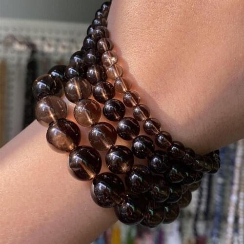 Natural Smoky Quartzs Crystal Stone Beads For Jewelry Making Diy Bracelet Necklace Round Loose Spacer Beads 4 6 8 10 12mm 15