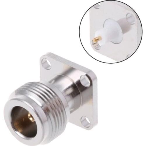 C1FB N-KFD-5 N Female Jack Panel Mount RF Coax Connector Flange Solder Nickelplated