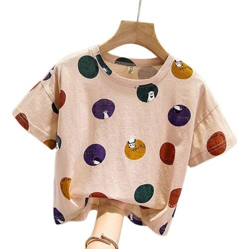 Baby T-shirt boys loose short-sleeved 2021 new summer polka dot cute Korean girls summer clothes P4053