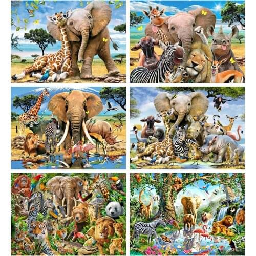 Evershine 5D DIY Diamond Painting Elephant Embroidery Cross Stitch Animals Full Square Rhinestone Mosaic Home Decoration