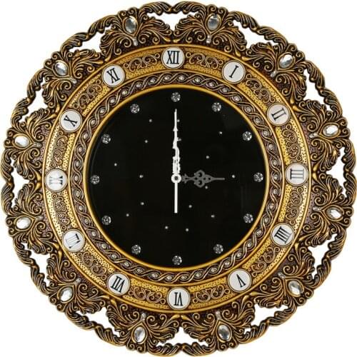 European Luxury Wall Clock Gold Living Room Large Creative Living Room Wall Watch Quartz Silent Zegar Home Decoration AB50ZB