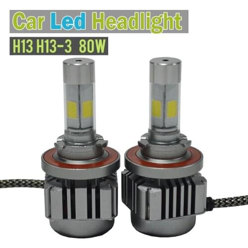 H13 H13-3 80W LED Bulb Headlight 8000LM 6000K White High/Low Beam 4 Side COB Chips Car Light Source Headlamp Super Power