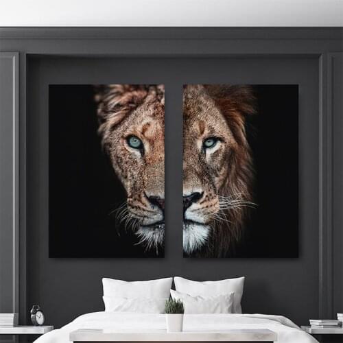 Lion and Lioness Canvas Paintings On the Wall Art Modern Decorative Posters and Prints Black White Painting Pictures For Living