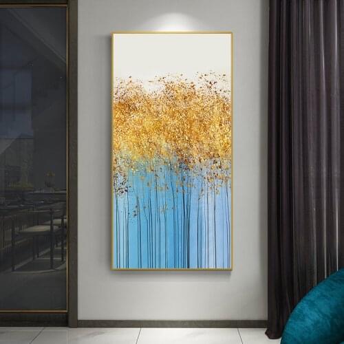 AHPAINTING Canvas Painting Wall Art Nordic Golden Leaf Trees Poster Cuadros Wall Picture For Living Room Home Decor No Frame