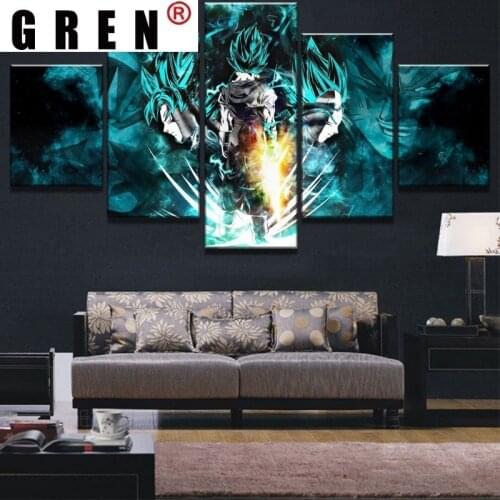 GREN Canvas Painting 5 Panels Anime Character Super Wall Art Posters Modern Pictures HD Living Room Home Decoration