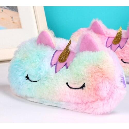 Cute Cartoon Unicorn Pencil Case Plush Creative Learning Stationery Bag Pencil Case Storage Bag